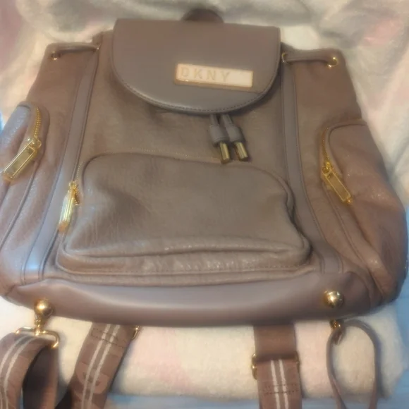 DKNY Rapture Taupe Leather Backpack - Picture 4 of 4